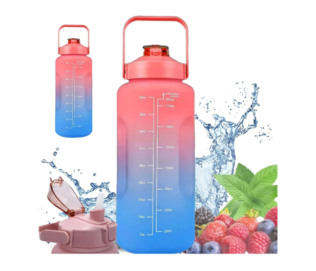 ExtraLink Butelka motywacyjna bidon na wodę 2000ml czerwono-niebieska - 1585398 - zdjęcie 2